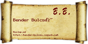 Bender Bulcsú névjegykártya